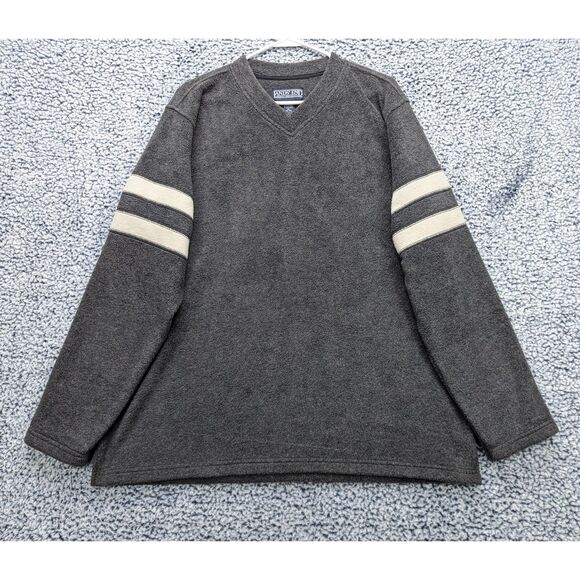 Vintage Lands End Fleece Sweatshirt Size XL V Neck Pullover 90s Y2K Outdoor Gray - Picture 1 of 11